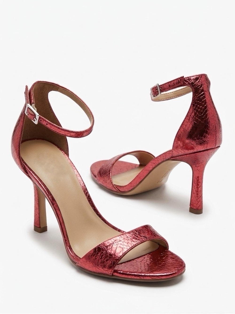 27 Edit Naturalizer Violette Metallic Pink Ankle Strap Sandals Heels - Size 9.5